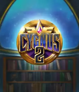 Discover the enchanting graphics of ELK Studios' Cygnus 2 Slot, showcasing a luxurious logo with a vibrant design in purple and gold. With a backdrop of a starlit background of a library, this graphic conjures the spirit of exploration and mystery. 